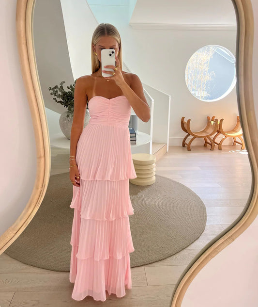 Lulus Strapless Tiered Maxi
