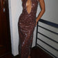 YLD Design Cocoa Sequin Gown