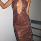 YLD Design Cocoa Sequin Gown